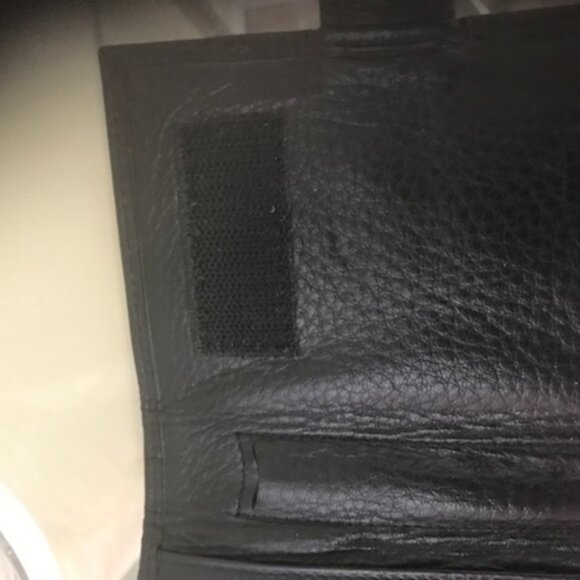 BRIGHTON Wallet Leather Crock Embossed Folio Clutch Bag Silver Hardware Black - Picture 5 of 7